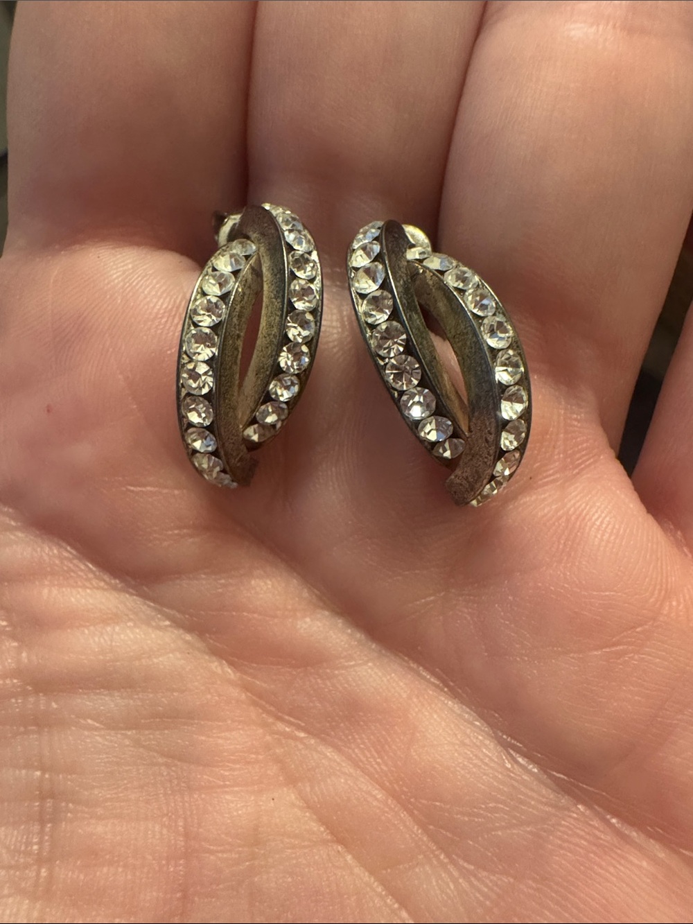 Silver-Tone Crystal Twist Earrings